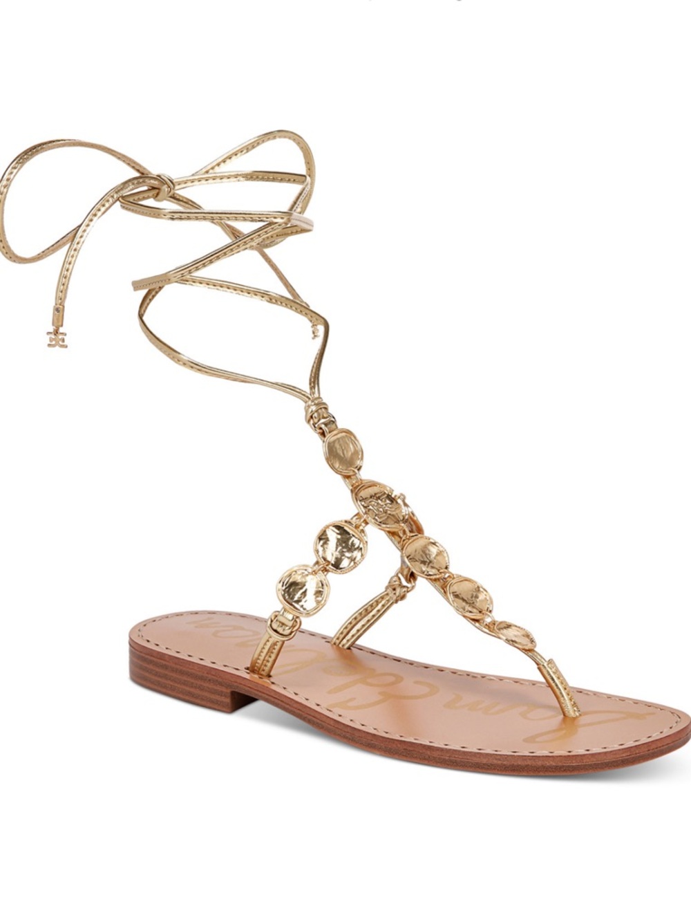 Sam Edelman Deidre Gold Tie-Up Sandals Size 6 New